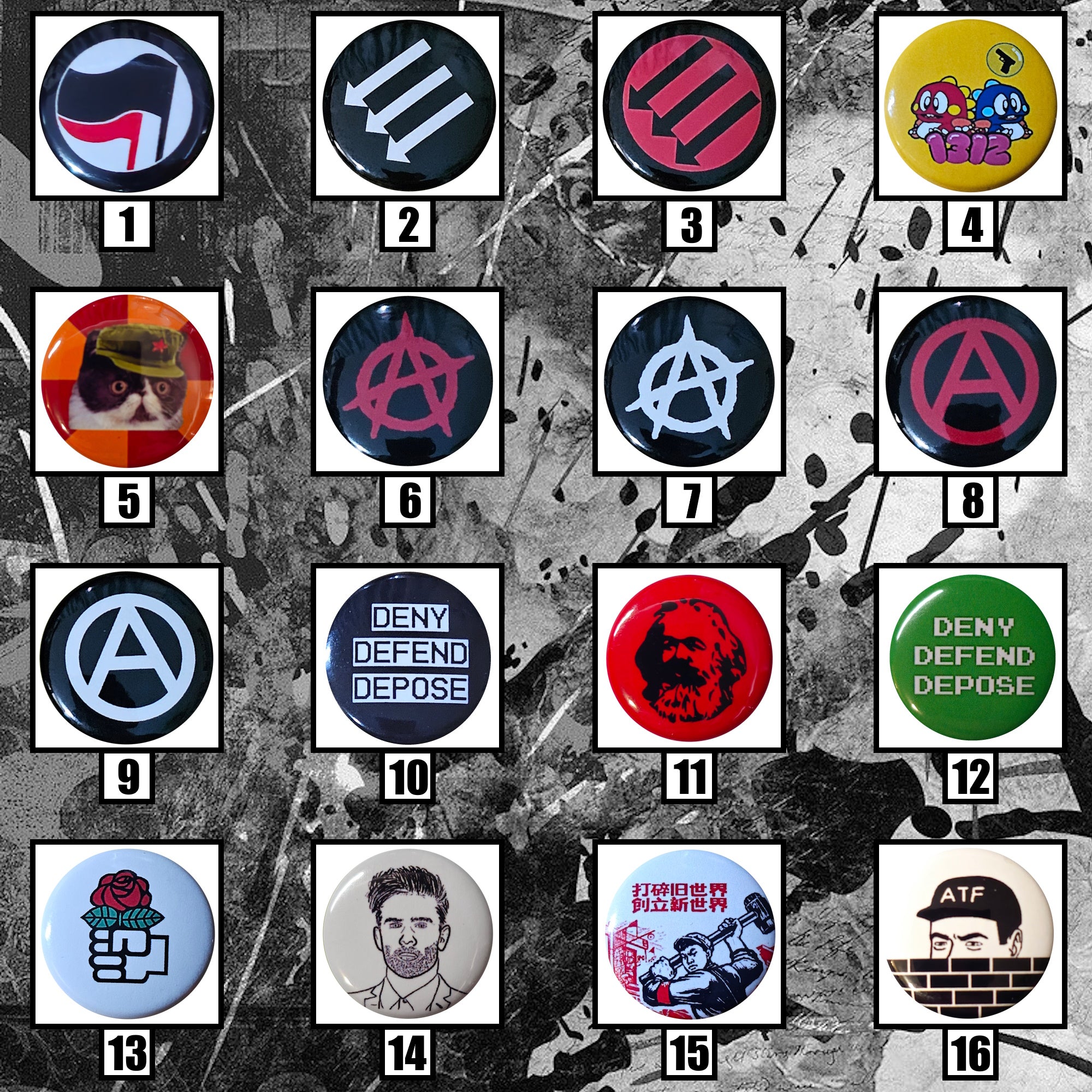 Leftist Pin Buttons Pick 3+