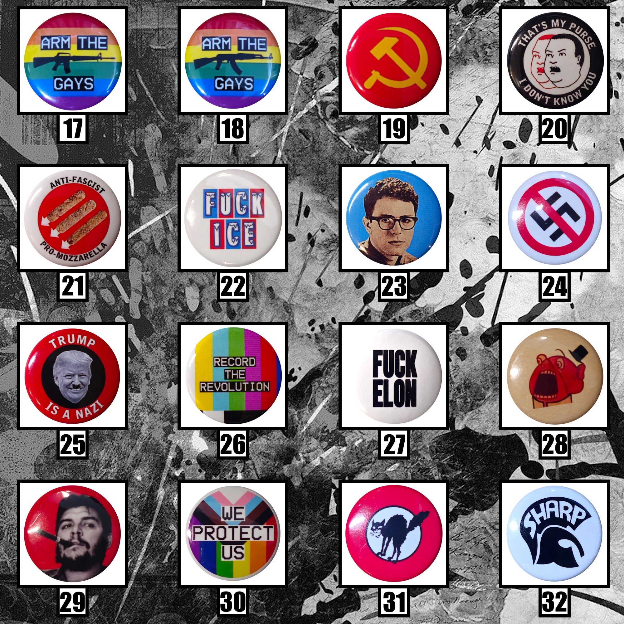 Leftist Pin Buttons Pick 3+
