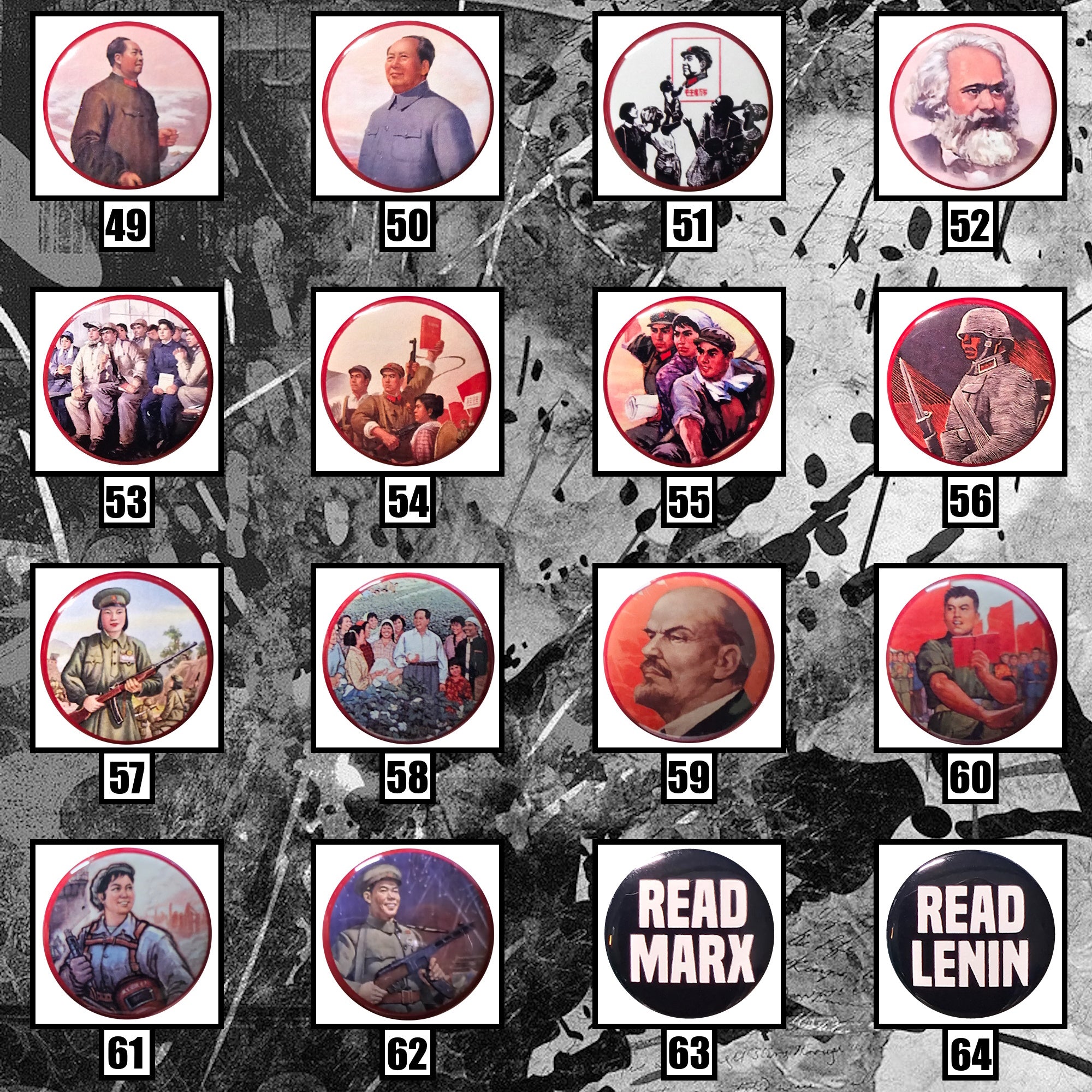Leftist Pin Buttons Pick 3+