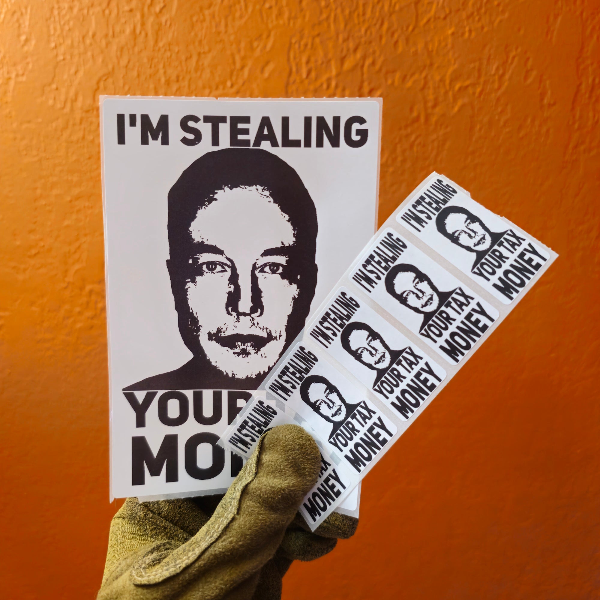 Elon Musk Stealing Taxes Protest Slap Sticker