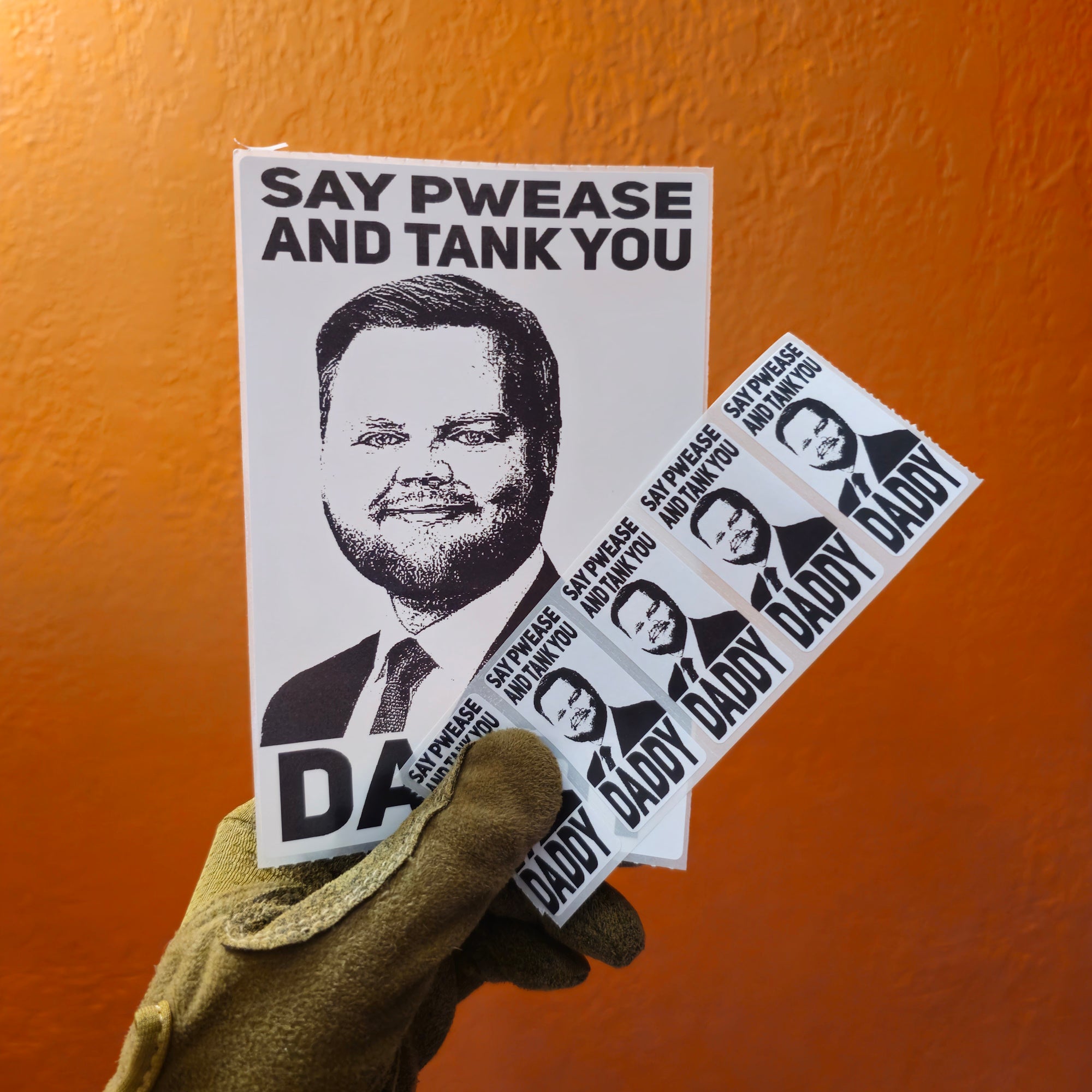 JD Vance Meme Say Pwease Protest Slap Sticker