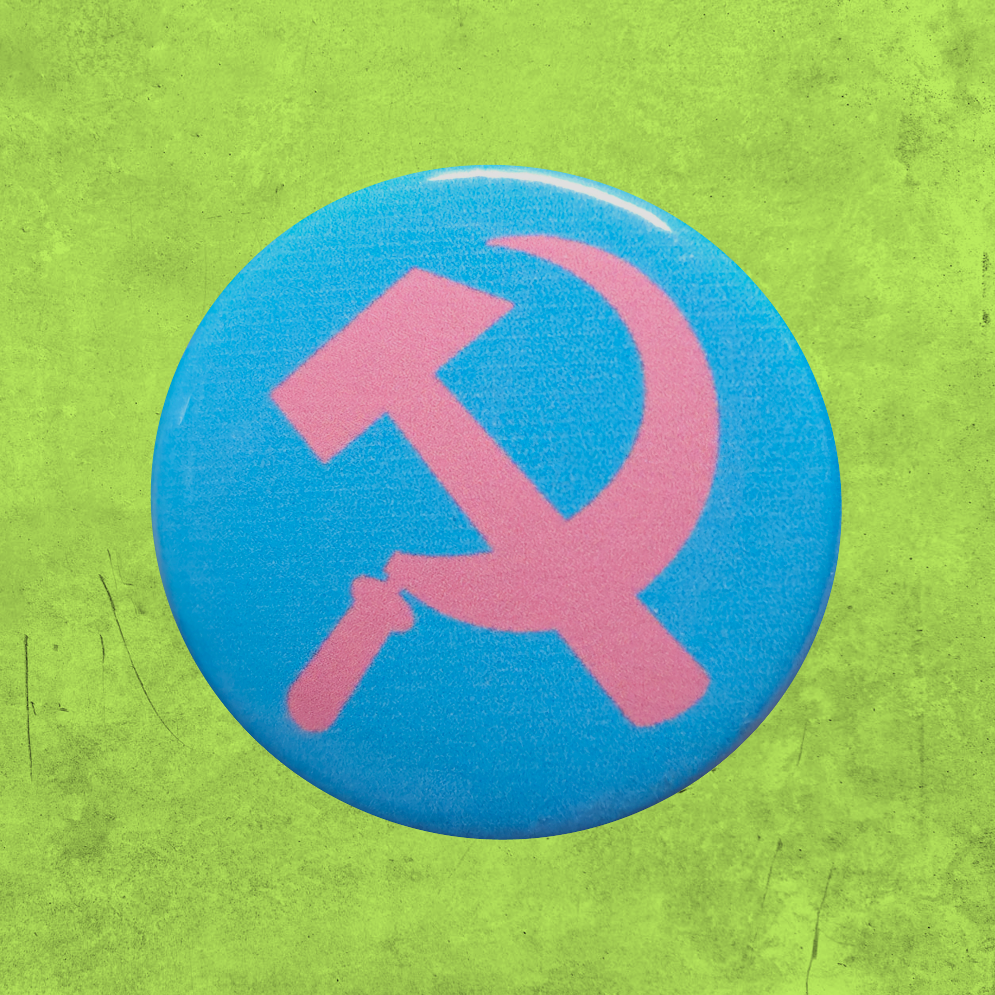 Trans Pride Hammer and Sickle Button