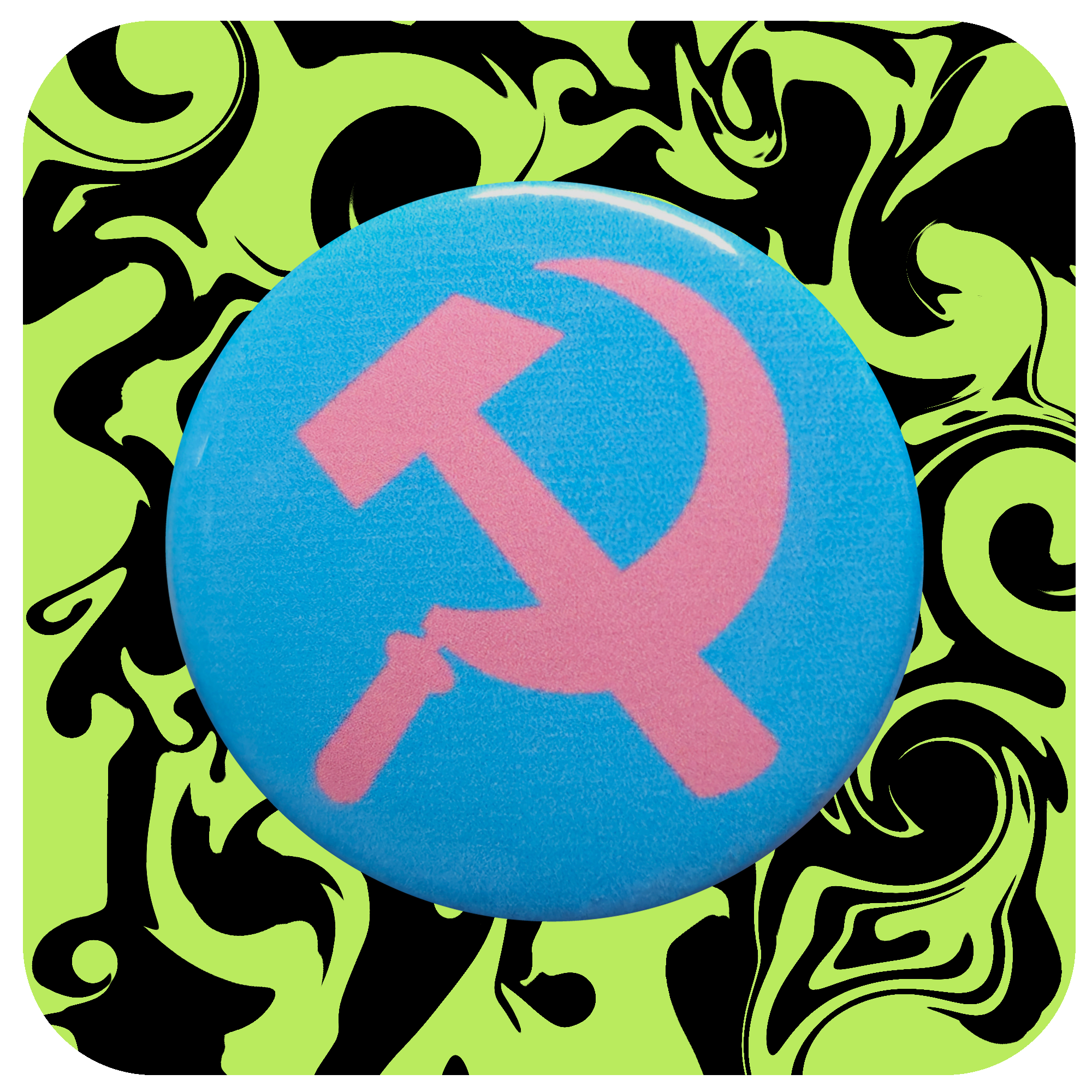 Trans Pride Hammer and Sickle Button