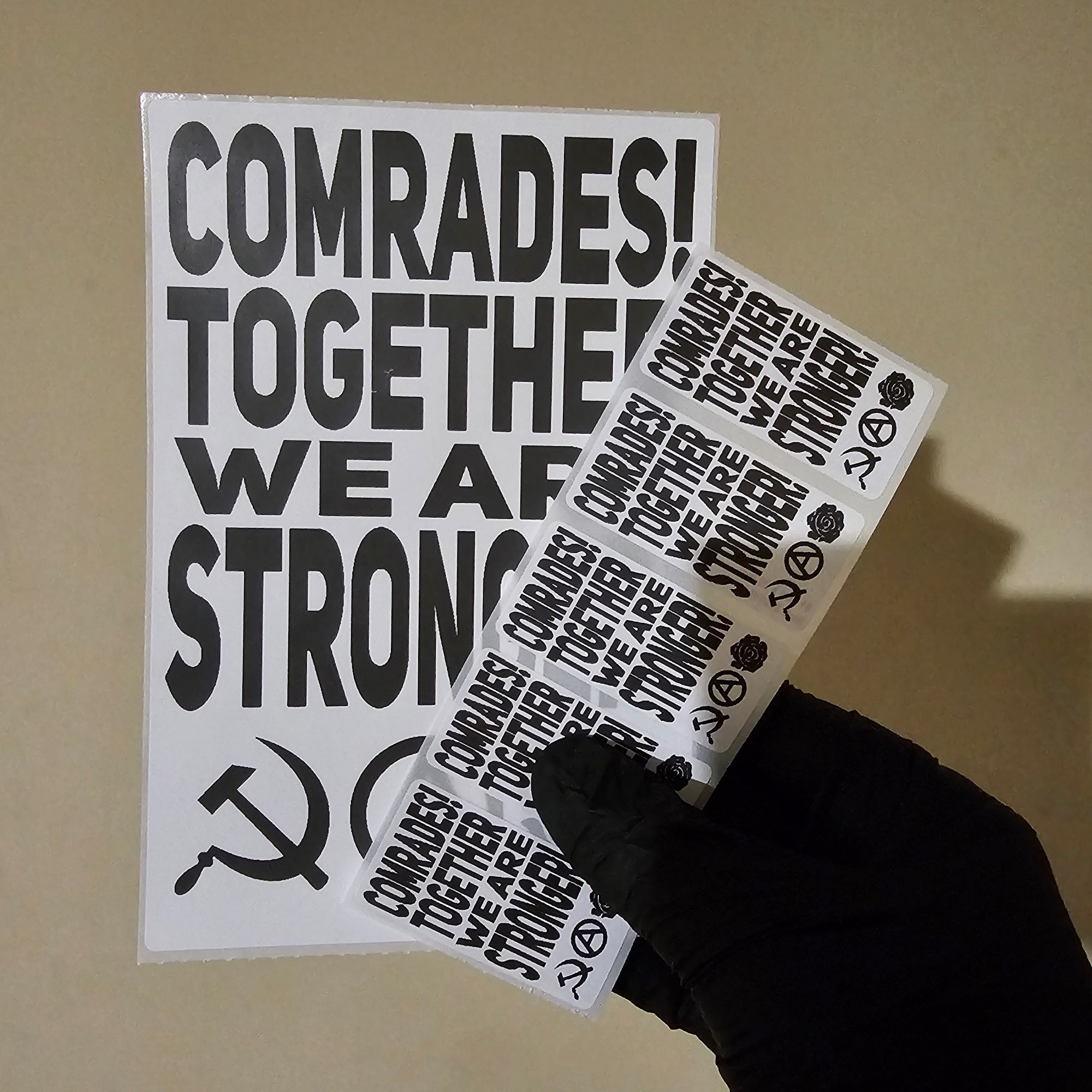 Comrades Together Stronger Protest Slap Sticker