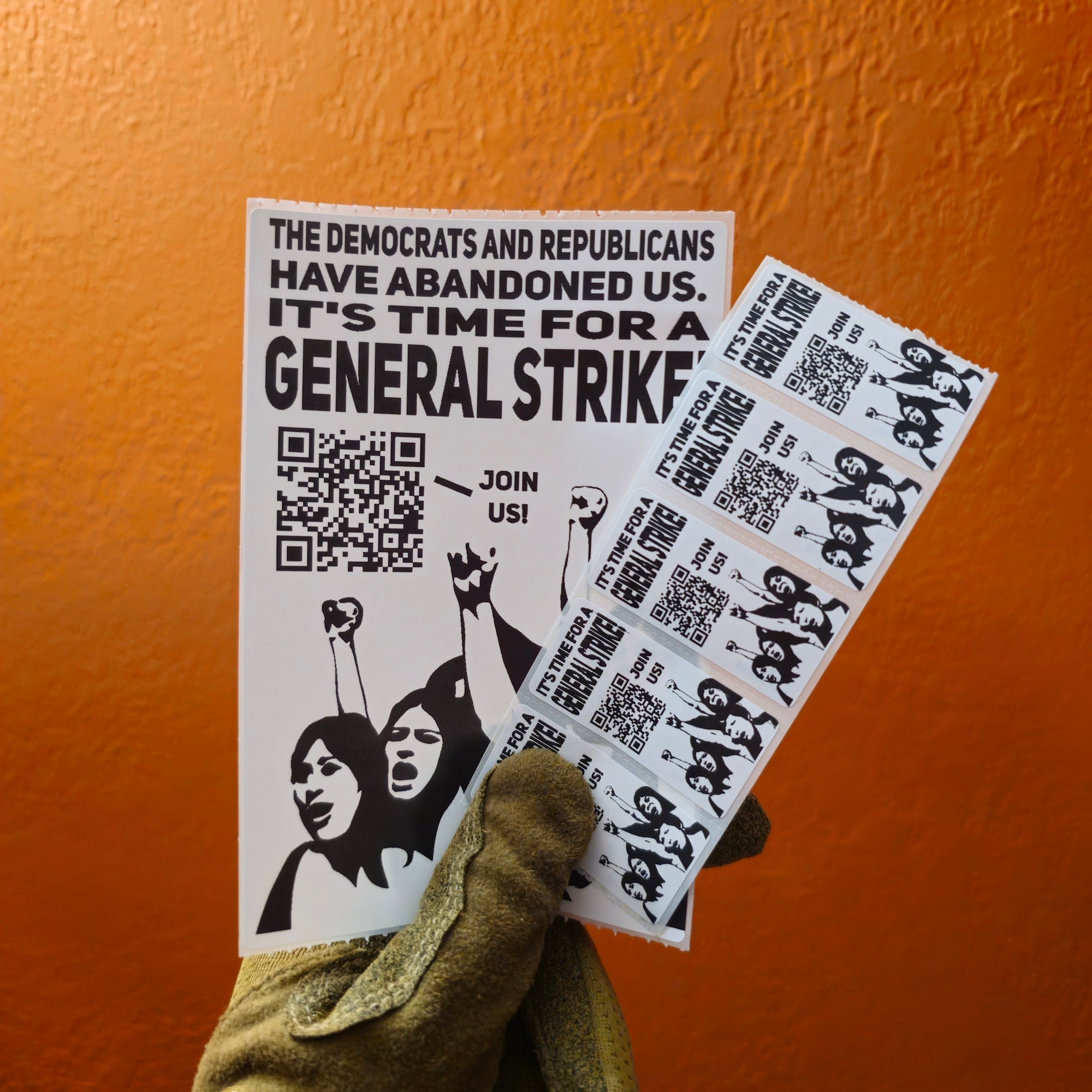 General Strike QR Code Slap Sticker